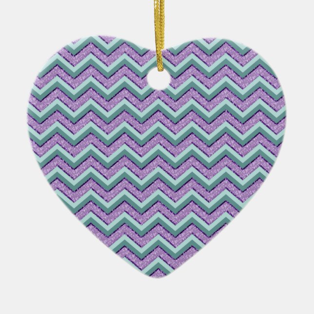 Ornamento De Cerâmica Teal e Ametyst ZigZag (Frente)