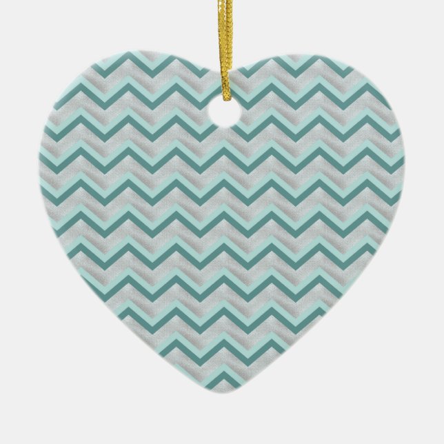 Ornamento De Cerâmica Teal e Pérolas ZigZag (Frente)