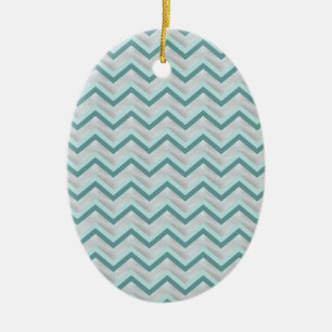 Ornamento De Cerâmica Teal e Pérolas ZigZag