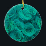 Ornamento De Cerâmica Teal elegante romântico - rosas verdes<br><div class="desc">Rosas de chá verde-verde-romântica elegante - bela foto floral.</div>