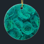 Ornamento De Cerâmica Teal elegante romântico - rosas verdes<br><div class="desc">Rosas de chá verde-verde-romântica elegante - bela foto floral.</div>