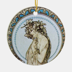 Ornamento De Cerâmica Teal Moon Goddese