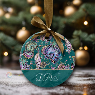 Ornamento De Cerâmica Teal Underwater Luxe   Gargaldas de Pastel