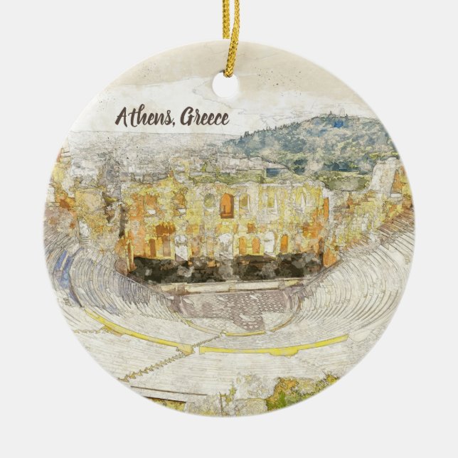 Ornamento De Cerâmica Teatro antigo de Herodião, Atenas, Grécia (Frente)