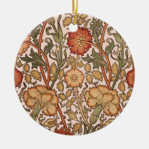 Ornamento De Cerâmica Tecido do Designer Rosa Vintage de Padrão Floral