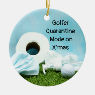 Ornamento De Cerâmica Tecido e máscara de Natal de quarentena de golfe