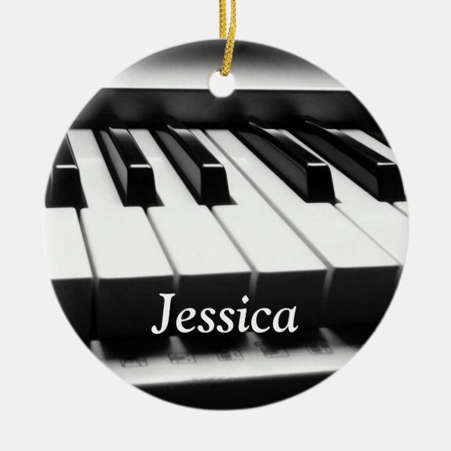 Ornamento De Cerâmica Teclado Clássico Preto e Branco (Frente)