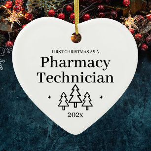 Ornamento De Cerâmica Técnico de Farmácia Primeiro Natal Novo Emprego