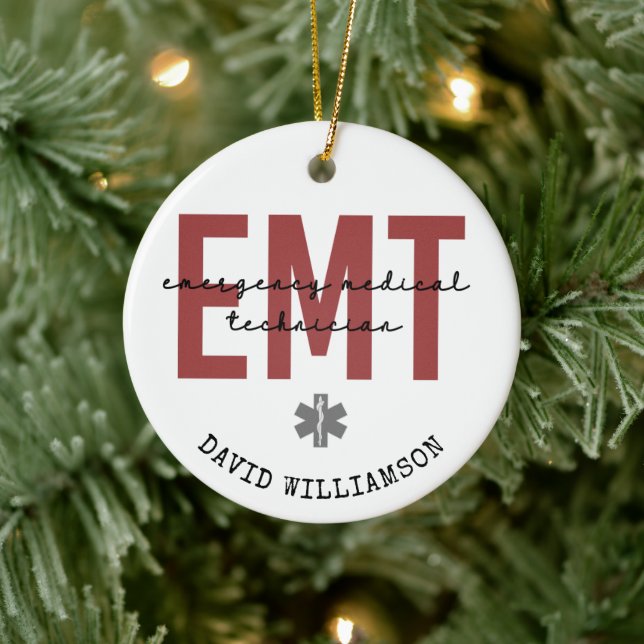 Ornamento De Cerâmica Técnico médico de emergência EMT personalizado (Árvore)
