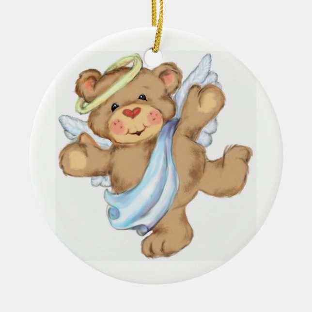 Ornamento De Cerâmica Teddy Bear Angel (Frente)