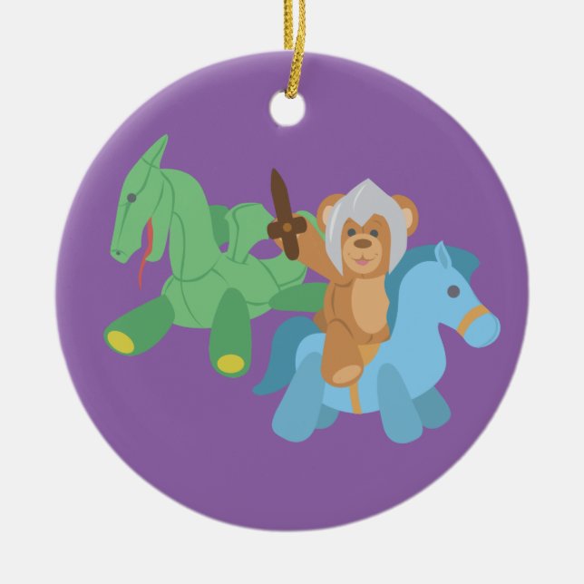 Ornamento De Cerâmica Teddy Bear Knight (Frente)