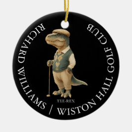 Ornamento De Cerâmica Tee-Rex Dinossauro Nome do Golfista Personalizado