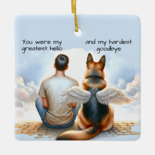 Ornamento De Cerâmica Teen Boy e Dog Memorial
