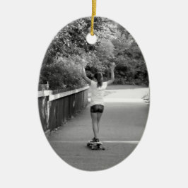 Ornamento De Cerâmica Teen Girl Longboarder
