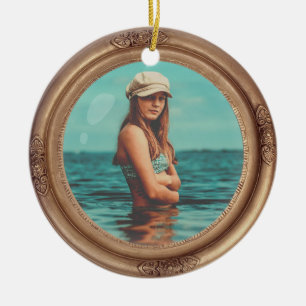 Ornamento De Cerâmica Tela de foto do retrato do Na moda do Ouro