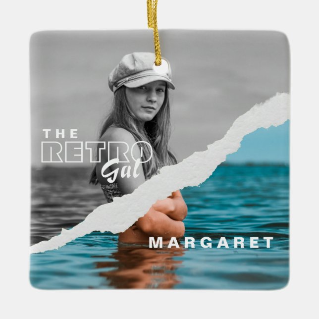 Ornamento De Cerâmica Tela de Fotografia do Retrato Na moda preto e bran (Frente)