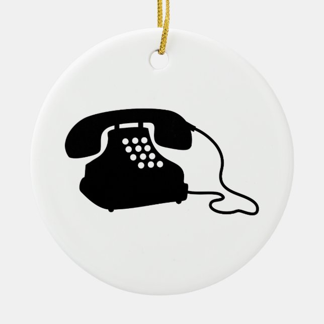Ornamento De Cerâmica Telefone retro (Frente)