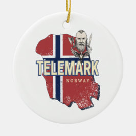 Ornamento De Cerâmica Telemark Norway Province Map Vintage Souvenir