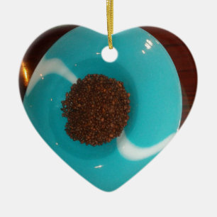 Ornamento De Cerâmica Tema de Café Ciano Moderno: Arte Fluida Abstrata  