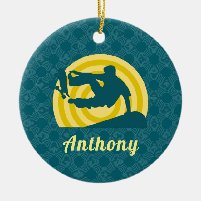 Ornamento De Cerâmica Tema Personalizado do Tema de Skateboard do Sunset (Frente)