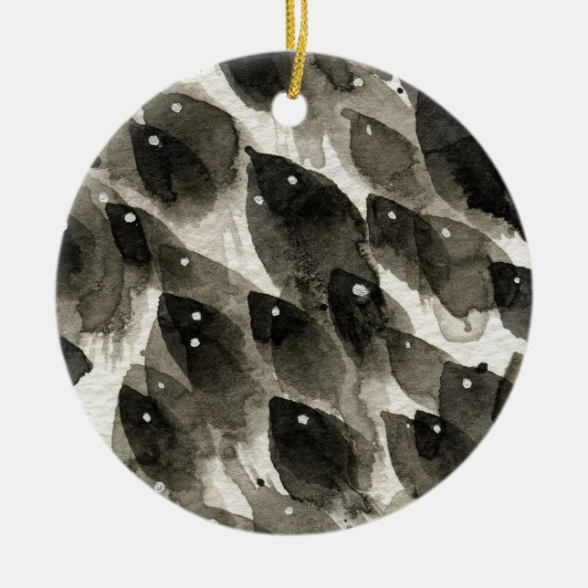 Ornamento De Cerâmica Tempestade de Peixes (Frente)