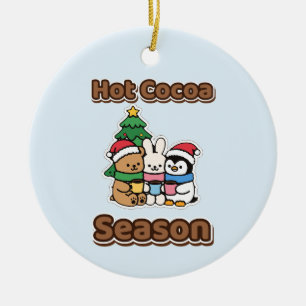 Ornamento De Cerâmica Temporada de Cacau Quente Urso de Natal Bonito Coe