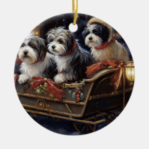 Ornamento De Cerâmica Temporada Festiva de Natal Havanês
