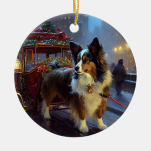 Ornamento De Cerâmica Temporada Festiva de Natal Papillon