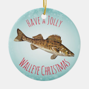 Ornamento De Cerâmica "Tenha um Natal alegre dos Walleye "