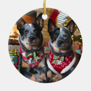 Ornamento De Cerâmica Tenha um Natal Blue Heeler!
