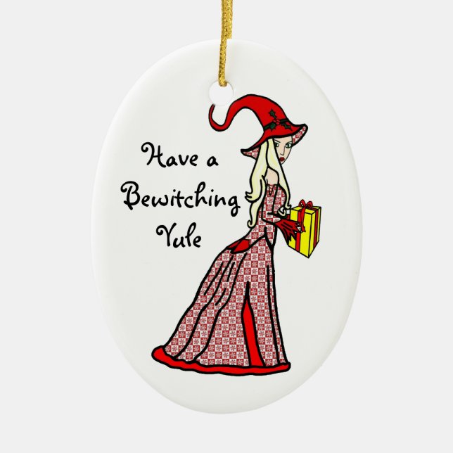 Ornamento De Cerâmica Tenha um Yule Bewitching (Frente)