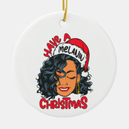 Ornamento De Cerâmica Tenha Uma Mágica Menina Negra De Natal Melanina