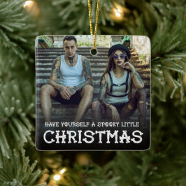 Ornamento De Cerâmica Tenha uma pequena foto de Natal assustadora