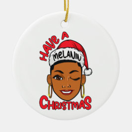 Ornamento De Cerâmica Tenham uma garota negra de Natal melanina, magia