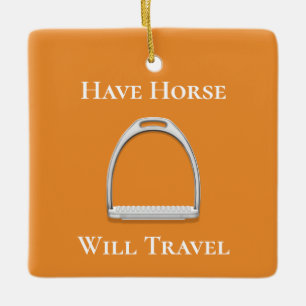 Ornamento De Cerâmica "Tenham Viagem de Cavalo" Stirrup Laranja de Ferro