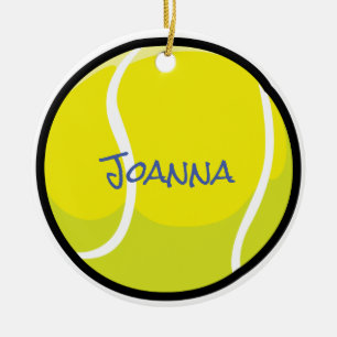 Ornamento De Cerâmica Tênis Ball Team Player Coach Yellow Ornament
