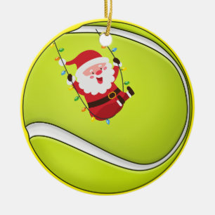 Ornamento De Cerâmica Tênis Natal com bola e Papai Noel