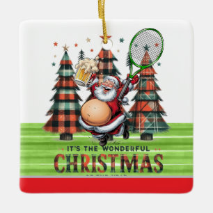 Ornamento De Cerâmica Tênis Natal com tênis e Papai Noel
