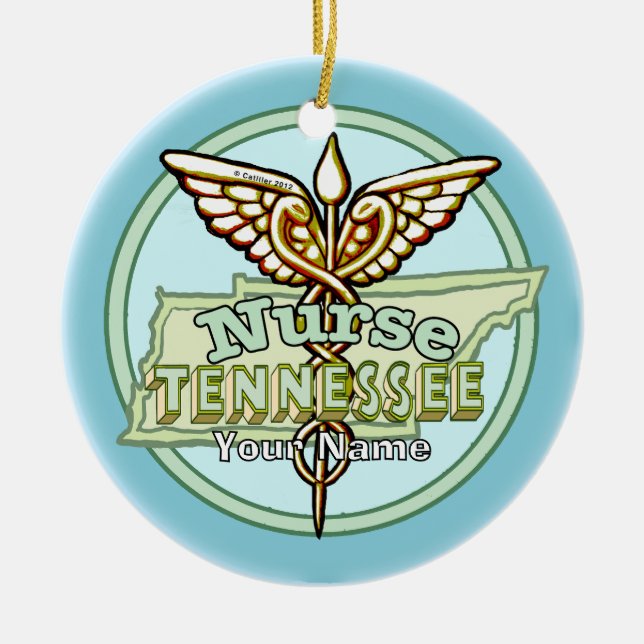 Ornamento De Cerâmica Tennessee Nurse Caduceus (Frente)