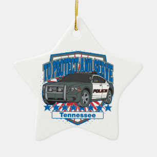 Ornamento De Cerâmica Tennessee para proteger e servir o carro-patrulha