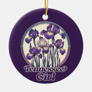 Ornamento De Cerâmica Tennessee Purple Iris Flower Art