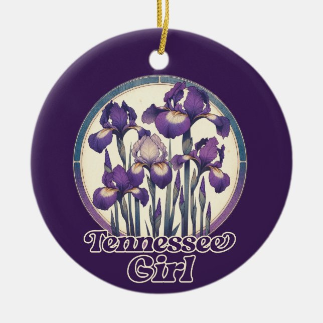 Ornamento De Cerâmica Tennessee Purple Iris Flower Art (Frente)