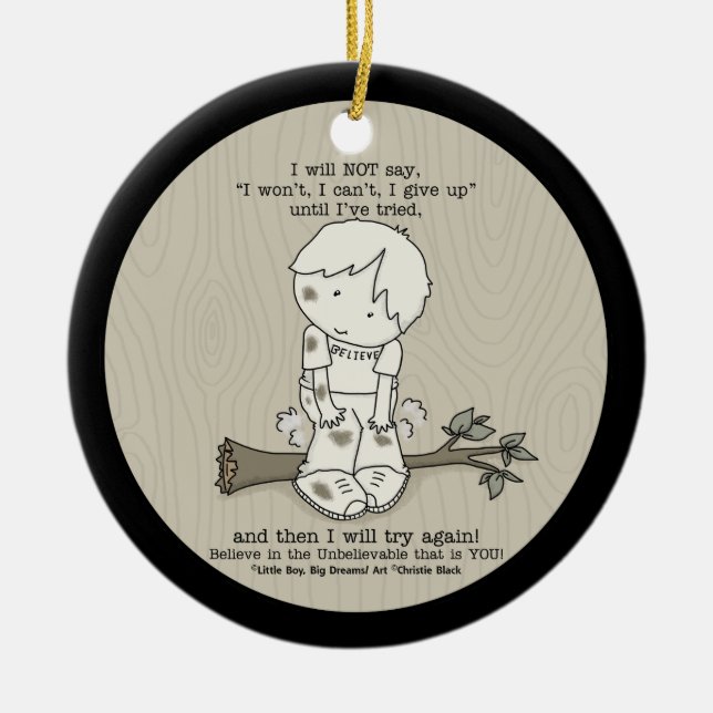 Ornamento De Cerâmica Tentará Novamente (Frente)