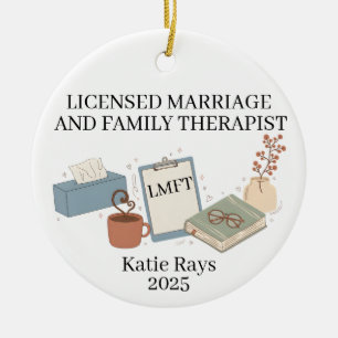 Ornamento De Cerâmica Terapeuta de Casamento e Família Licenciado, LMFT