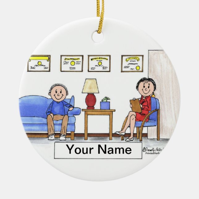 Ornamento De Cerâmica Terapeuta, psicólogo - fêmea (Frente)