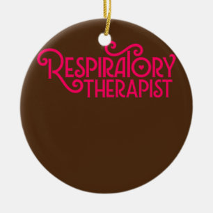 Ornamento De Cerâmica Terapêutica Respiratória Rosa com Script RRT RT