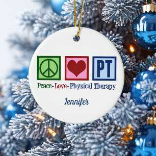 Ornamento De Cerâmica Terapia Física Paz Amor PT Natal Personalizado