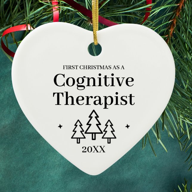 Ornamento De Cerâmica Terapista Cognitivo Novo Natal (Cognitive Therapist New Job Christmas Ceramic Ornament
)