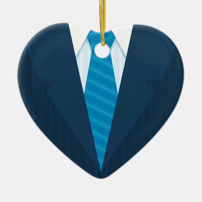 Ornamento De Cerâmica Terno & laço de negócio (Frente)