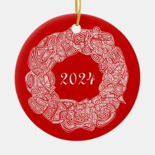 Ornamento De Cerâmica Terra Comemorativa Dupla Face (Joy/Year)